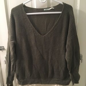 Lace Fringed Green Sweater